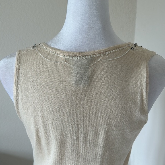 Ann Taylor Ivory V Neck Knit Sequin Top - Picture 3 of 7